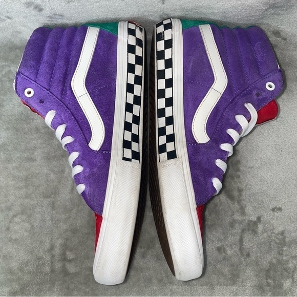 Vans Sk8-Suede Hi-Top Sneaker Red Purple Teal Checkered Midsole Custom Size 10.5 - Picture 5 of 11